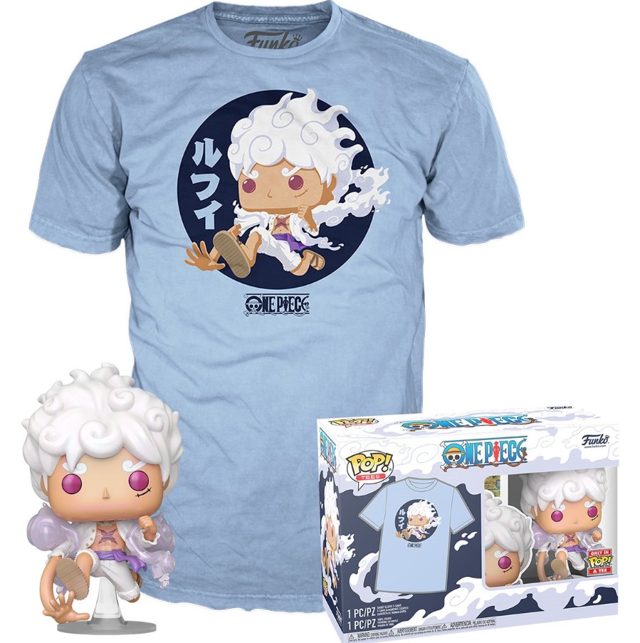 Luffy Gear 5 Funko Figure & T -Shirt Combo One Piece Size M - Medium