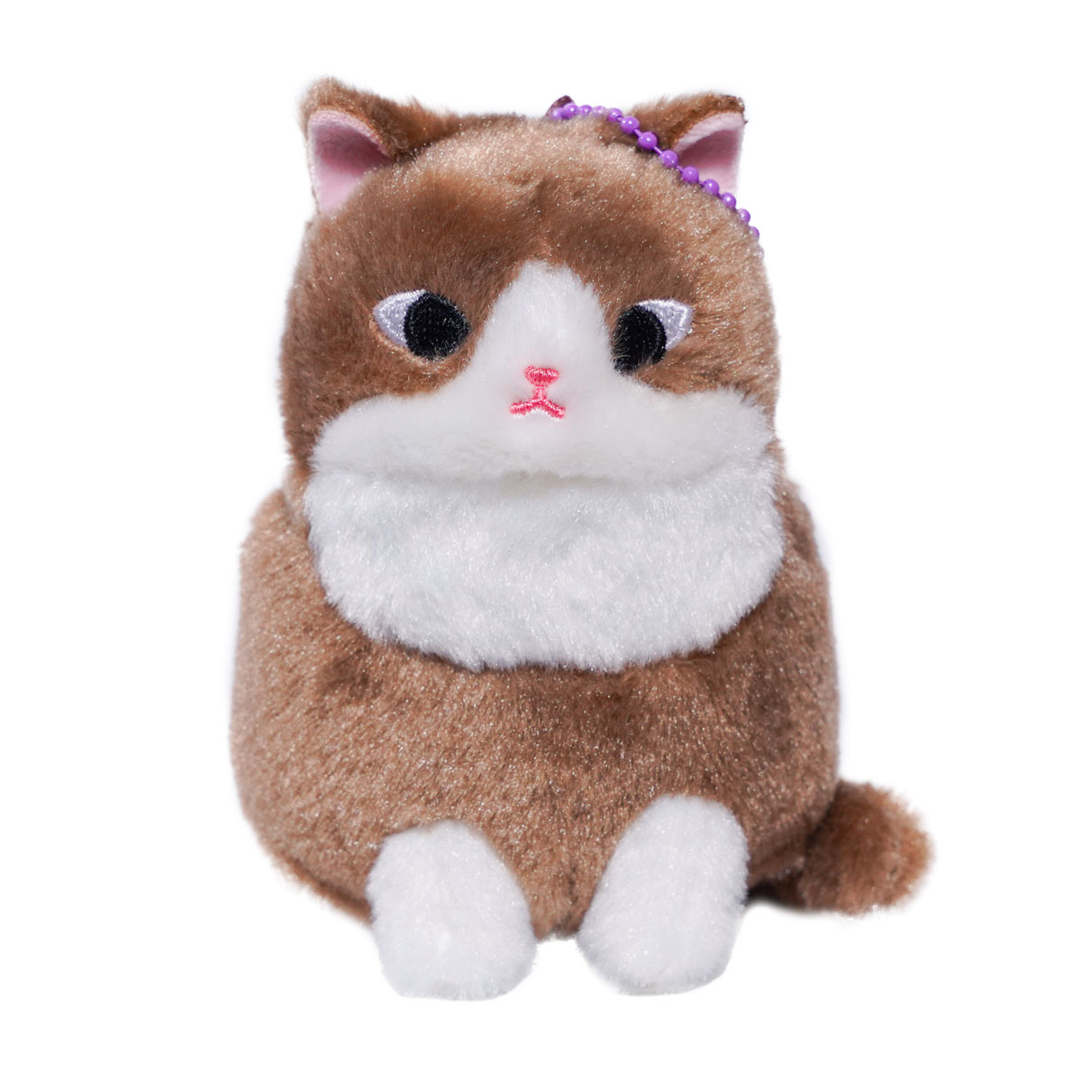 Kawaii Neko Kitten Stuffed Animal Cat Plushie Brown Keychain Size 4