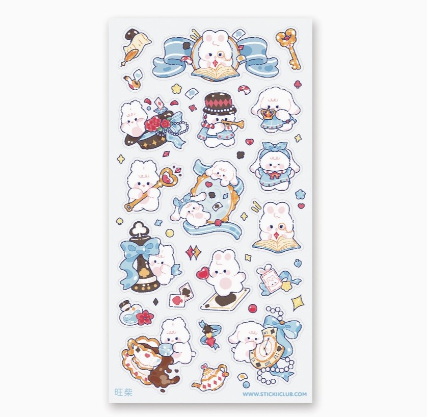 Bunnies in Wonderland Sticker Sheet