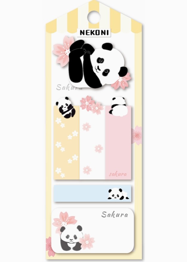 Nekoni Panda Sakura Sticky Notes