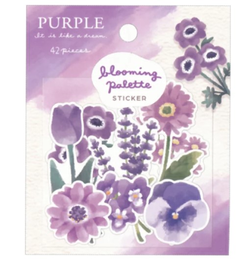 Blooming Palette Sticker Set - Purple - Masking Paper Sticker - Crux - 42 Pieces