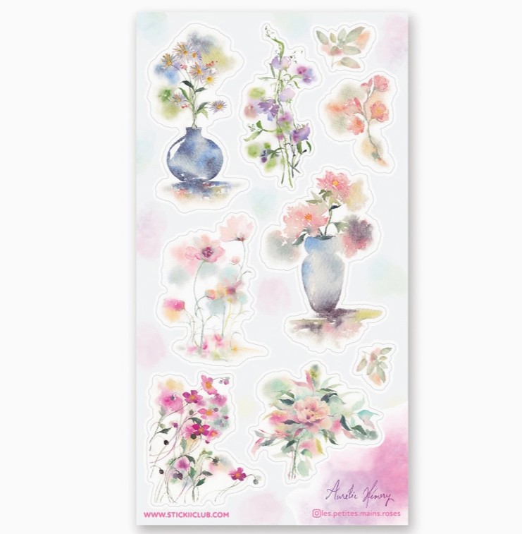 Pretty Pastel Florals Sticker Sheet