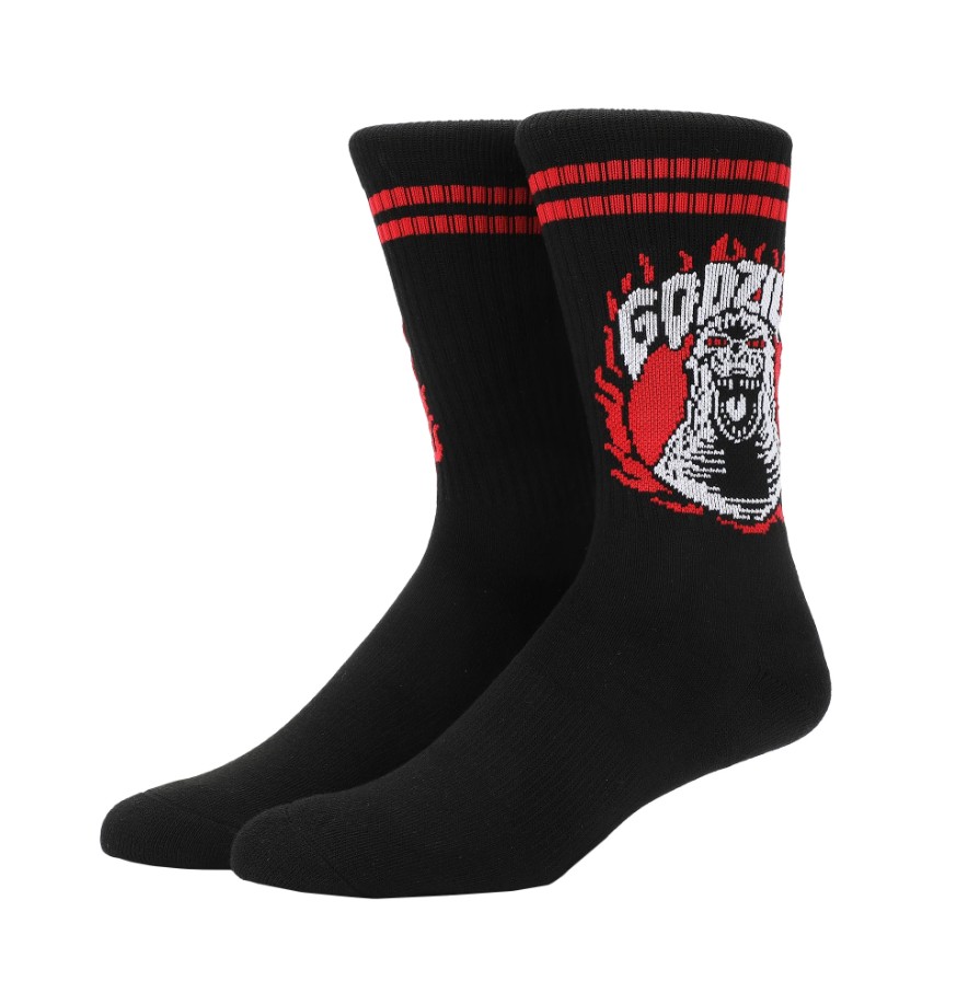 Godzilla Flaming Monster Crew Socks - 1 Pair