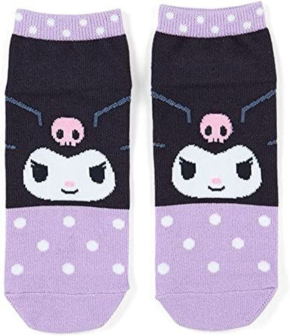 Kuromi Socks Womens Socks One Size 23-25cm Black Purple Kawaii Style Sanrio