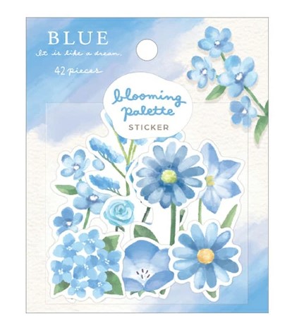 Blooming Palette Sticker Set - Blue - Masking Paper Sticker - Crux - 42 Pieces