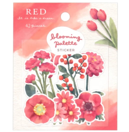 Blooming Palette Sticker Set - Red - Masking Paper Sticker - Crux - 42 Pieces