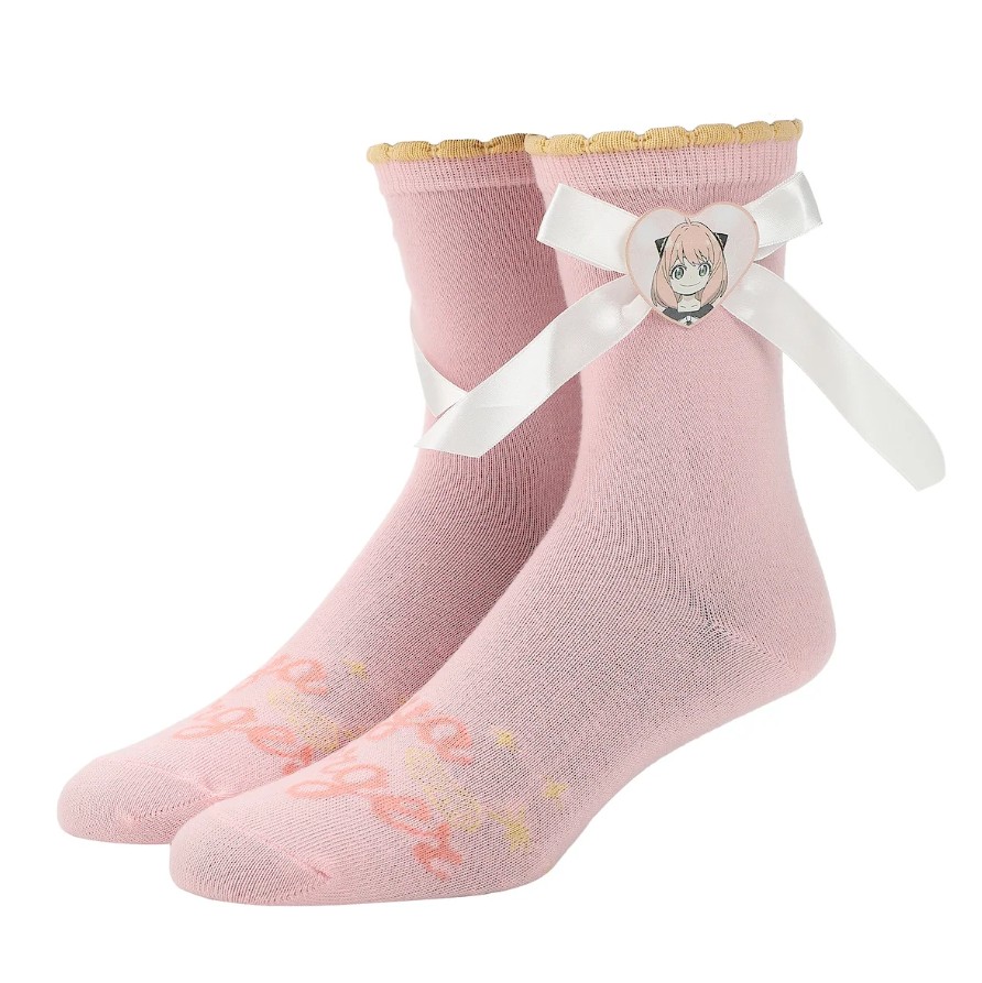 Spy X Family Anya Character Patch On 3D Bow 1 Pair Crew Socks