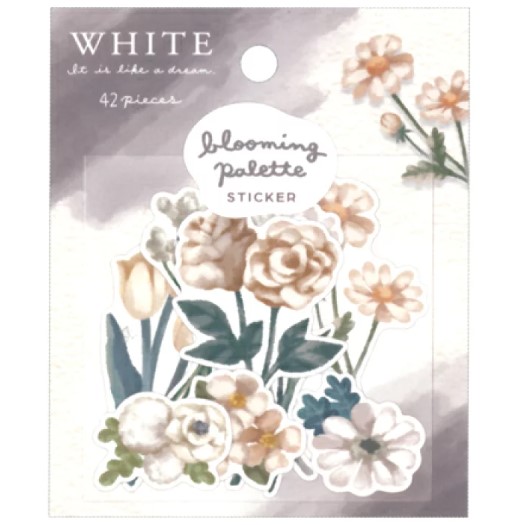 Blooming Palette Sticker Set - White - Masking Paper Sticker - Crux - 42 Pieces