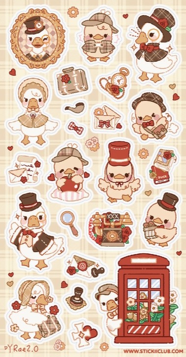 Darling British Ducks Sticker Sheet