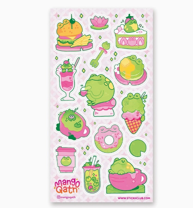 Froggy Delicacies Sticker Sheet Items Glitter