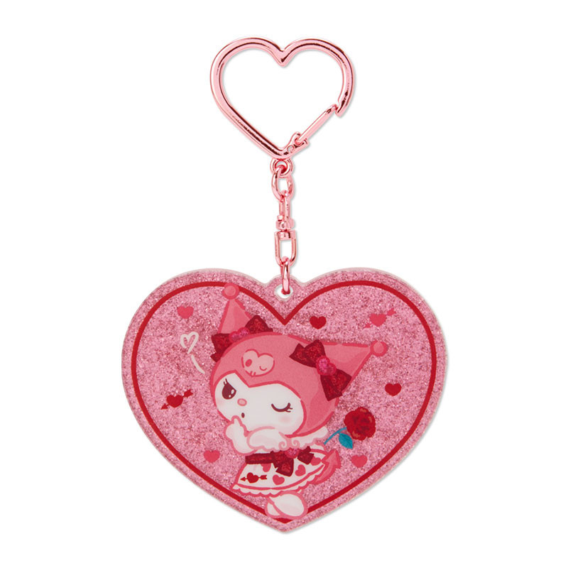 Kuromi Acrylic Keychain, Heart Shape, Pink, Sanrio