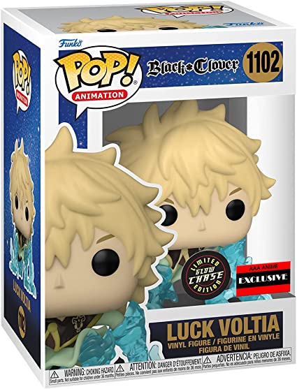 Luck Voltia Figure, Black Clover, AAA Exclusive, Glow Chase, Limited, Funko Pop Animation 3.75 Inches Funko Pop 1102