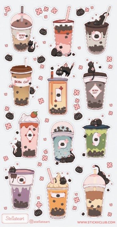 Boba Cats Sticker Sheet
