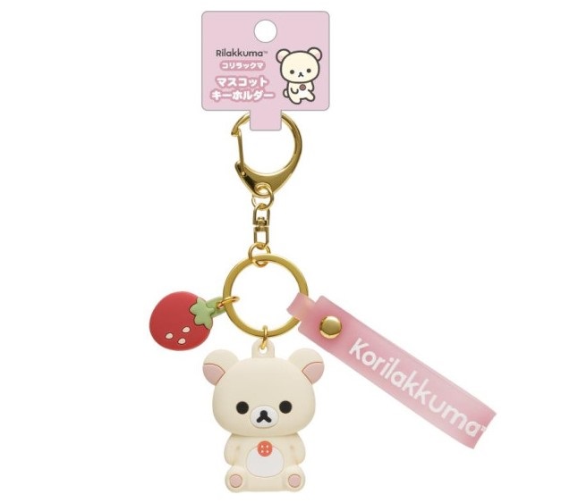 Korilakkuma with strawberry Mascot Keychain with Strap - San-X