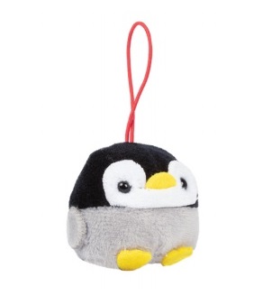Penguin Plushie Strap, Grey, Black, Amuse, 2 Inches