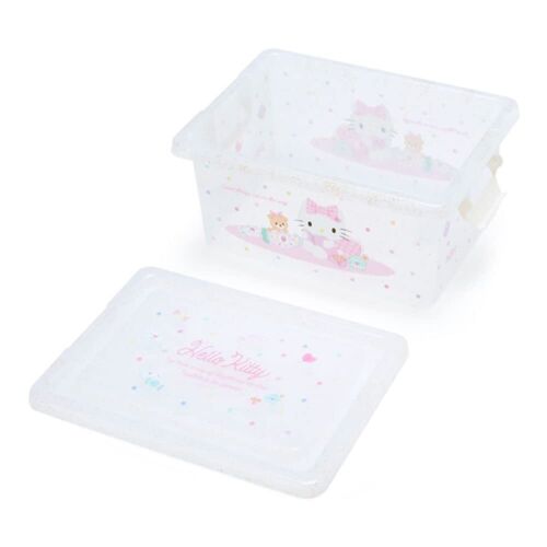 Hello Kitty Plastic Container, Storage Bin, Organizer, Clear White, Sanrio