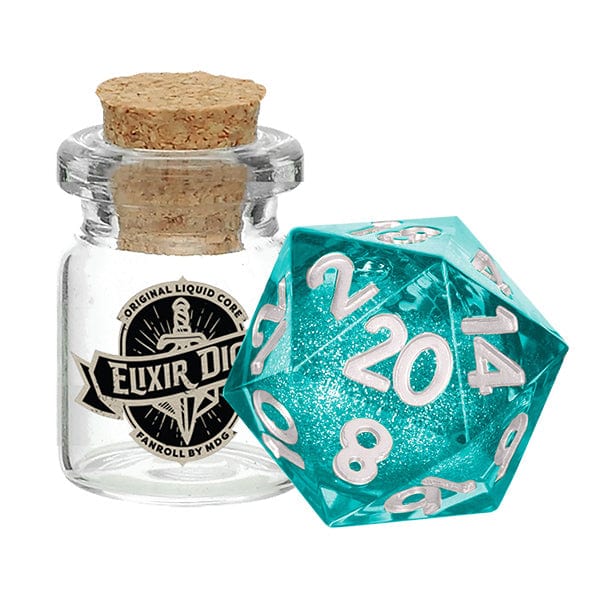 Individual D20 Elixir Liquid Core Dice: Mana Extract - Fanroll - 95520 - Metallic Blue