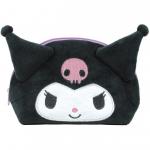 Kuromi Face Shape Pouch Plush Toy, Cosmetic Bag, Black, Sanrio