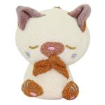 Plush Cat Sleepy Cat Toy Soft Stuffed Animal Cream Brown Neko